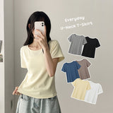 デイリーイェオリフィットベーシックUネックプレインショートスリーブTシャツ