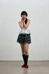 LEOPARD CANCAN MINI SKIRT PANTS / GRAY