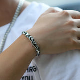 SVB-193 Rough Wave Men`s Bangle Bracelet