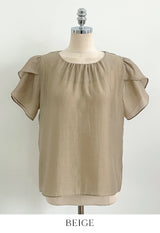 Muse Round Neck Shirred Tulip Blouse