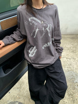 Bronk Vintage Horse Layered Long Sleeve T-Shirt (4c)