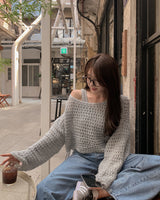 Punching knit & sleeveless set