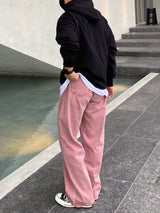 Pink cutting wide pants