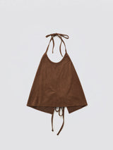Halter-Tie Suede Apron_Brown