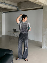LMN D.O. ストライプオーバーサイズフィット半袖Tシャツ (3 colors)