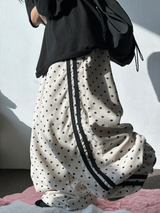 KOREAN/HIGH QUALITY 🤎 TRACK DOT WIDE SEMI BALLOON LONG PANTS 🤎🖤🐣💚 - 6 COLORS