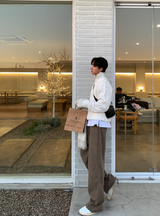 ファーストマイルドコーデュロイブラッシュドバンディングワイドパンツ