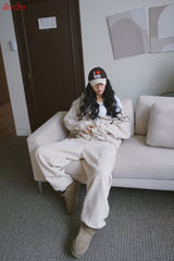 Napping Thick Soft Hooded Zip-Up Set