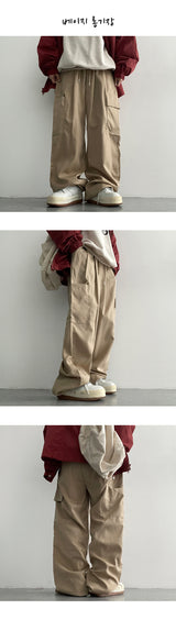 [3 Tier Length] [S–2XL] Tida Tantan Pintuck Banding Cargo Wide Pants (6 colors)