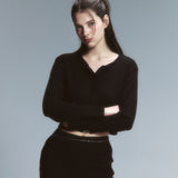 Bella Semi Crop Cardigan Navy