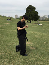 シエルブラックチンウォッシュ加工デニムパンツ