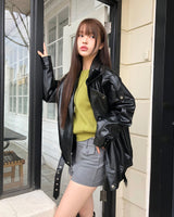 Alin Belted Oversized Leather Jacket