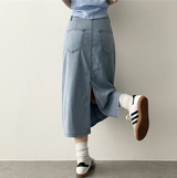 Sundy Charlang クールデニムロングスカート [ショート & ベーシックセレクション] Lyocell Fabric
