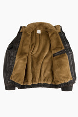 Fur lining leather blouson jumper