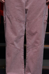 DYED ZIP CARGO PANTS / DARK PINK