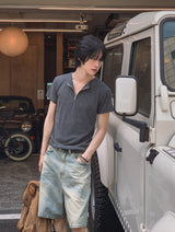 [LANARCH] ハーフジップアップ半袖Tシャツ