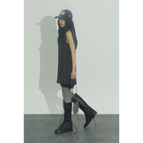 RIBBON MINI DRESS: CHARCOAL