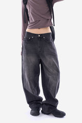 Answer wrinkle washed wide denim pants
