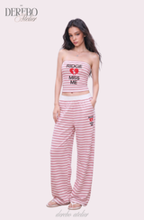 Love Me Stripe Tube Top Sweatpants Set (SET)