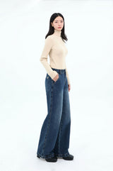 MID WAIST SLIM WIDE LEG DENIM code 26019