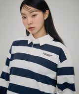 98 ストライプラグビー長袖シャツ ネイビー