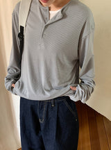 [unisex] アンリウォーマーヘンリーネックオーバー長袖Tシャツ