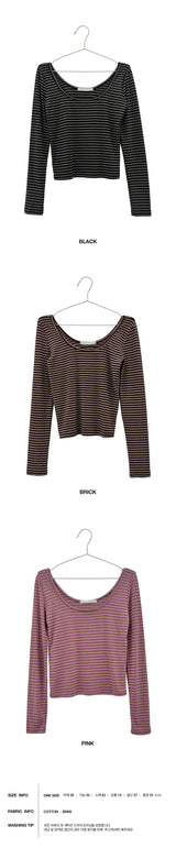 DEEP U NECK STRIPE T-SHIRTS