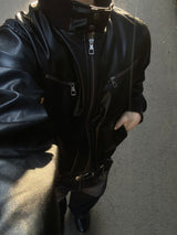 Claude High-Neck Cropped Leather Jacket 2C