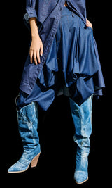 Skirt silhouette baggy pants Like Denim Deep Blue