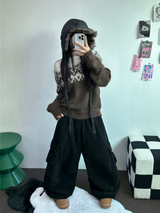 ミンク🖤リベットパラシュートコーデュロイロングパンツ🩶🖤2カラー