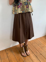 Hitch Flare Nylon Banding Midi Skirt