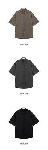 [SET UP가능]ウォッシュドコットンハーフシャツ(6color)