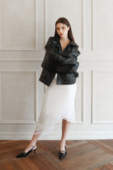 Lisha wrap long skirt (white)