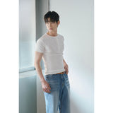 High ribbed henry neck half sleeves(Ivory)