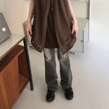 Noi vintage washed low-rise long bootcut denim pants