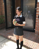 Check wrap skirt pants (belt set)