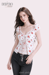 Red Rose Lace Layered Blouse