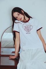 26SS★ Amore Puppy Crop Ringer Short Sleeve Tee