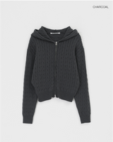 [MADE] Verno Cable Hood Knit Zip-up Cotton 60%
