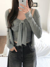 Simone Tie Ribbon Cardigan Set