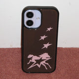 Horse Star Pink Brown Vintage Case