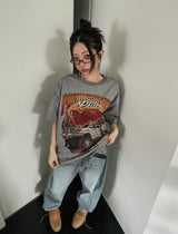 Likee semi-balloon washed denim pants