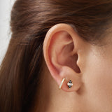 Triangle Black and White 925 Silver + 14k gold plating Stud Earring E059-07G