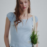Puff U-neck T-shirt (Blue)