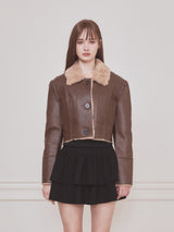 Short reversible leather mustang (Brown)