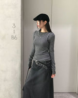 マロンレイヤードスタイルキャミソールセットロングスリーブTシャツ