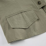 Ami khaki pocket stand long-sleeved shirt