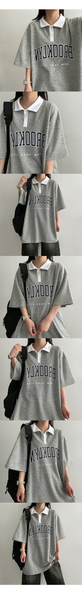 Tin Pearl Collar Short Sleeve T-shirt