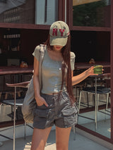 vintage multi-pocket short pants