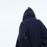Sserpe Destroyed Cotton Knit Hoodie Zip Up Deep Purple